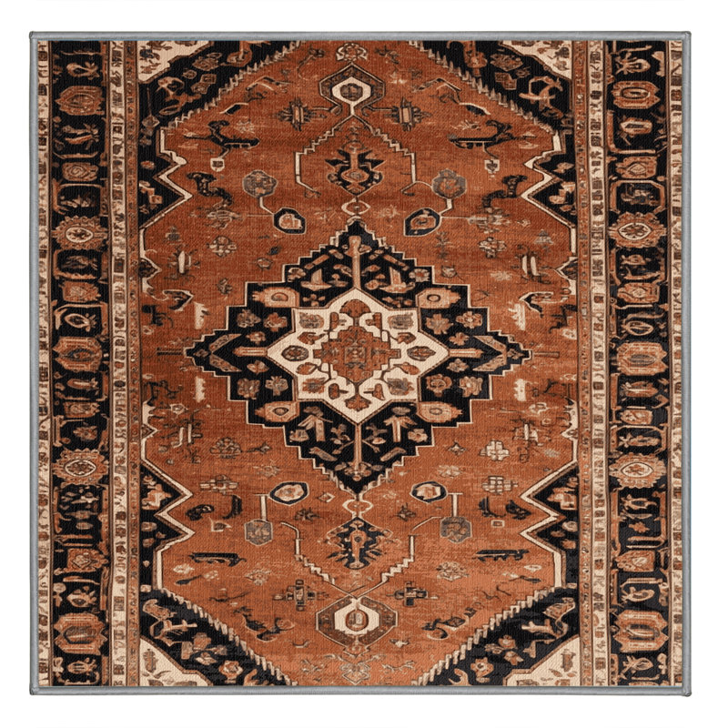 Tapis brun lavable à la machine, Carré 7 pi
