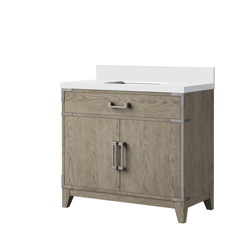 Single Bath Vanity with Quartz Top, Gray