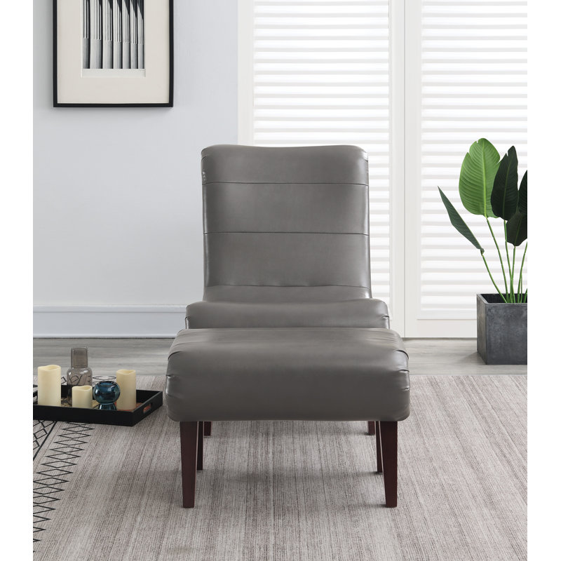 Chaise longue avec repose-pieds Lavli, Étain
