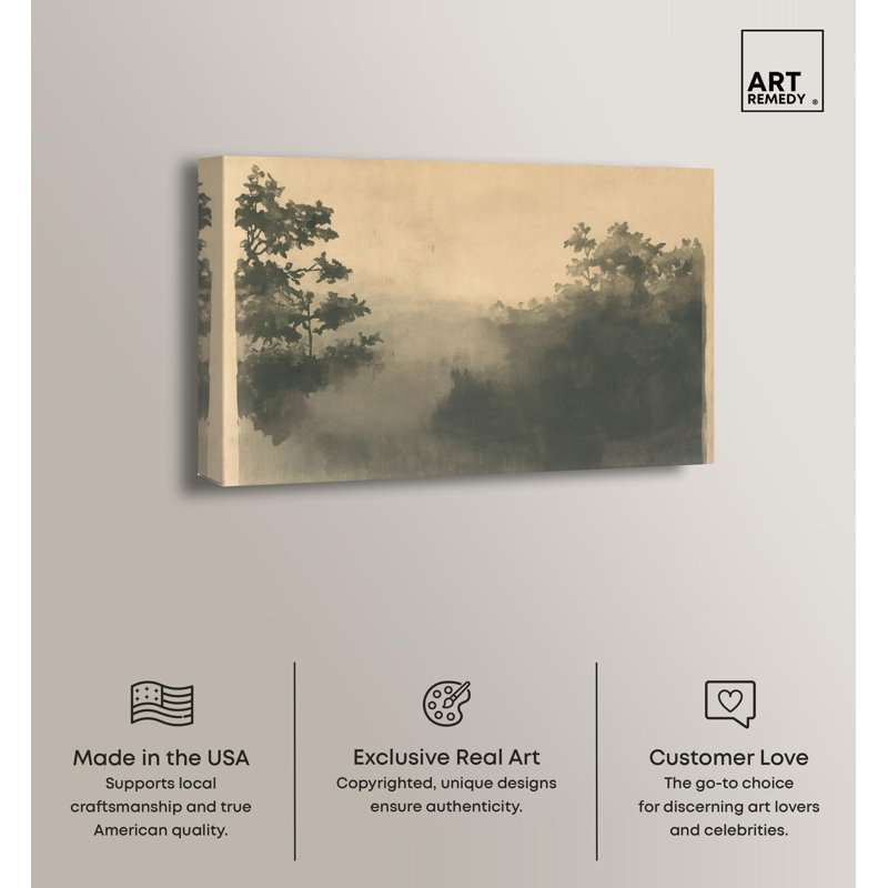 Vintage Rainforest Wrapped Canvas Art Print in Beige and Gray