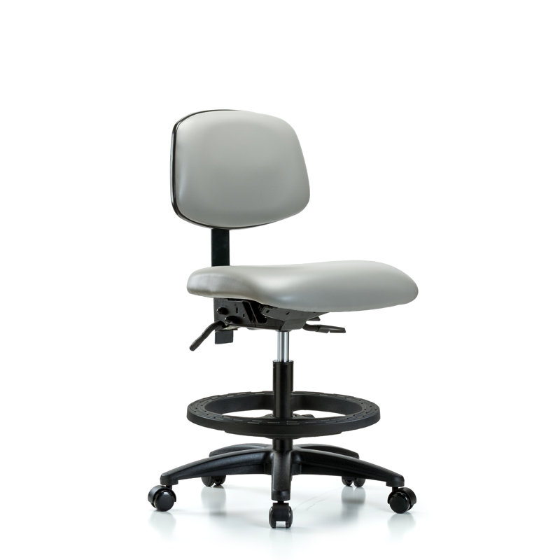Lyra Vinyl Drafting Chair, Casters, Dove, Not Included