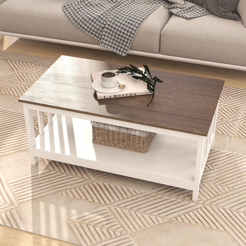 Table basse Briaroaks, Marron foncé, Blanc, H 18,1 po x L 39,9 po x l 22,04 po