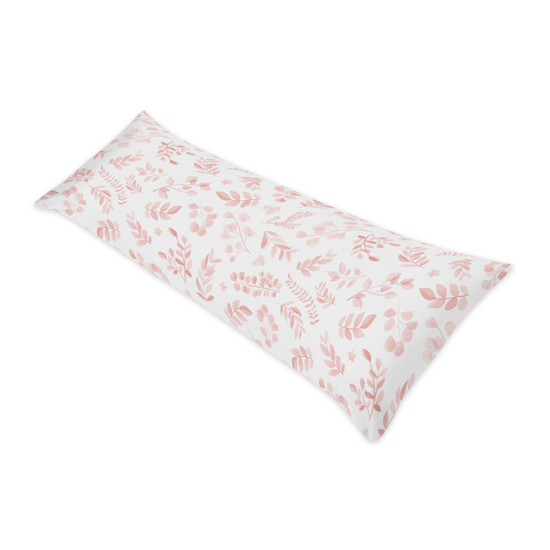 Sweet Jojo Designs Collection Body Pillow Case, Floral, White Pink