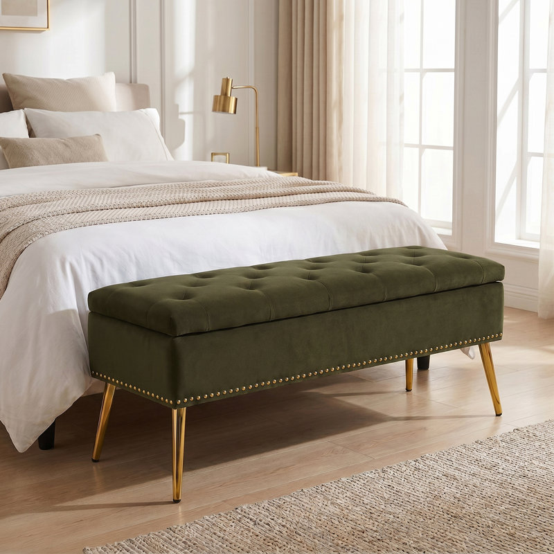 Banc de rangement rembourré en velours Kajana, Mousse