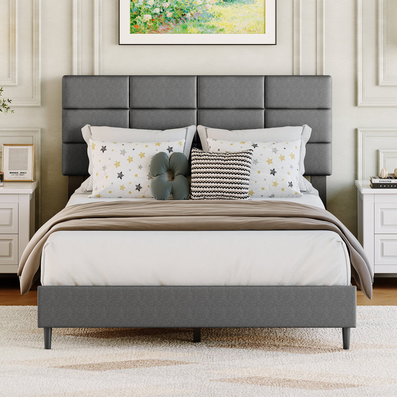 Platform Bed, Double (4'6), Dark gray