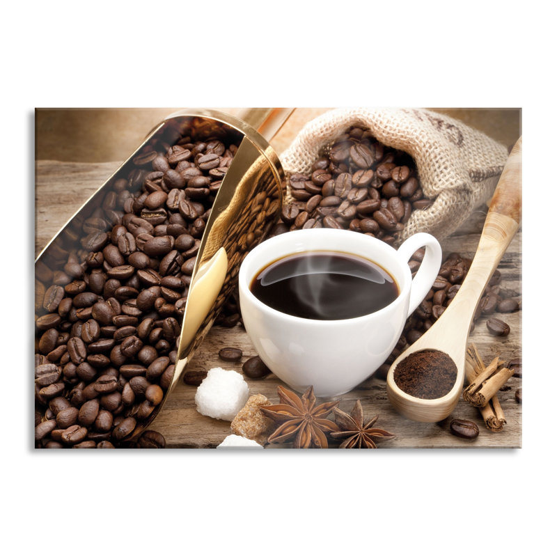 Fine Coffee And Coffee Beans - No Frame Print on Glass, 70cm H x 100cm W