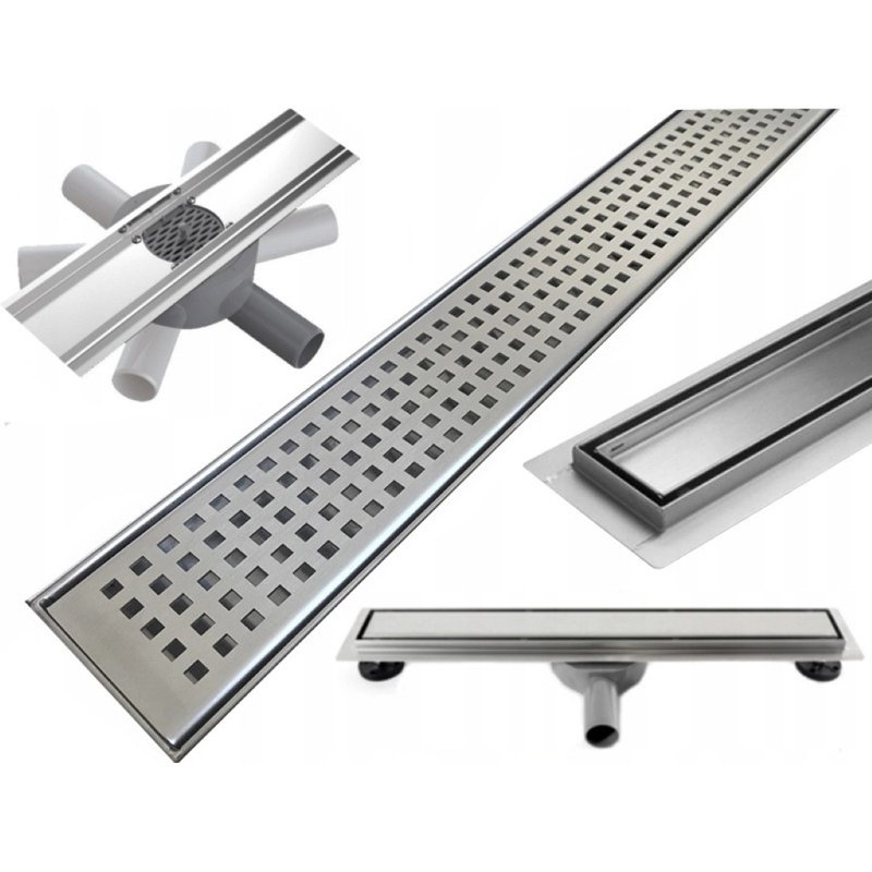 Callison Linear Grid Waste Shower Drain, 80cm H x 84cm W x 5.2cm D