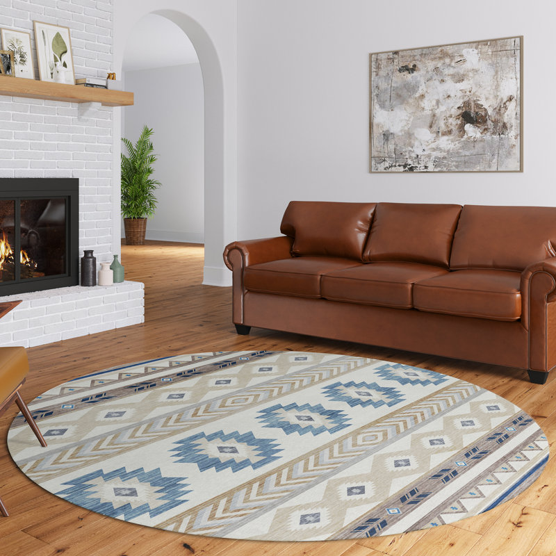 Mentzer Southwestern Machine Woven Area Rug , Round 8'