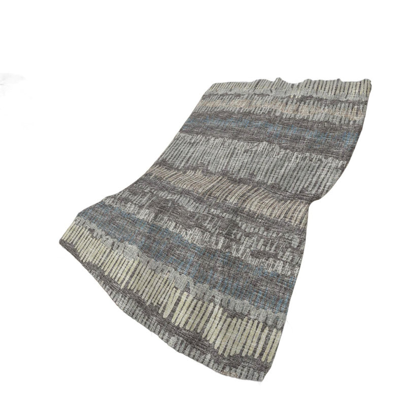 50" X 70" Grey And Charcoal Abstract Polyester Woven Plush Throw Blanket