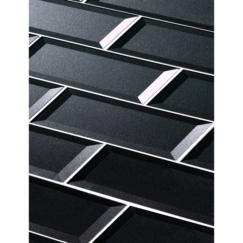 Secret Dimensions 3 in. x 12 in. Diamond Grade Glass Reverse Beveled Subway Decorative Kitchen & Bathroom Wall Tile
