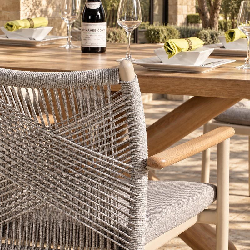 6 - Person Aluminum Patio Dining Set with Removable Cushions and Oval Sintered Stone Table