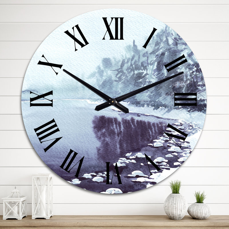 Paysage d'hiver enneigé - Horloge murale, Surdimensionné