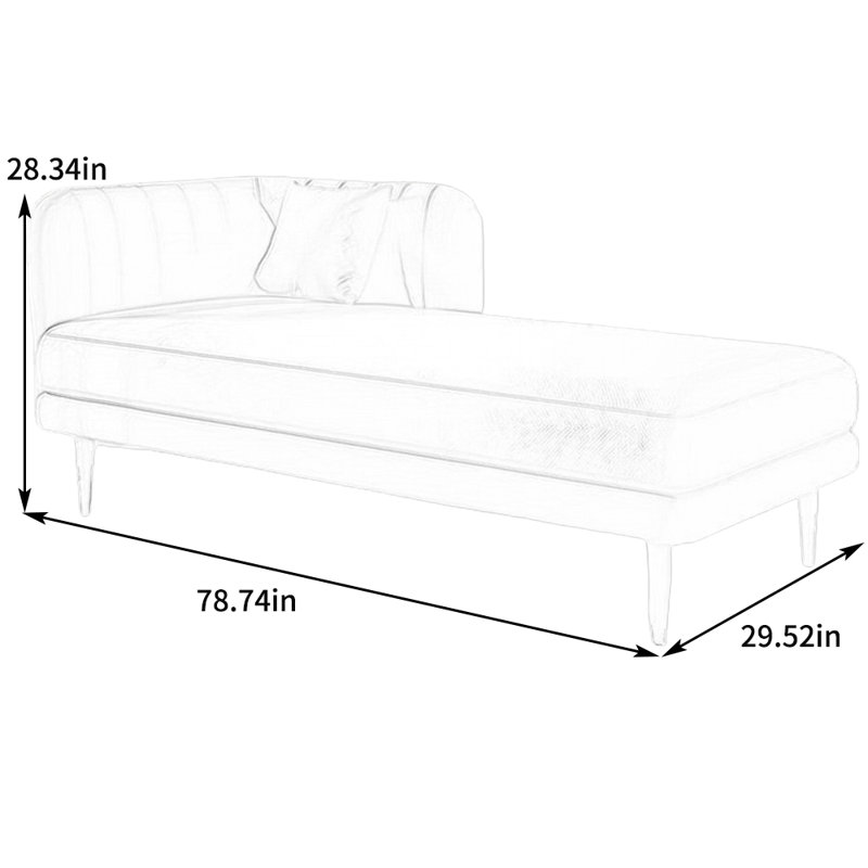Chaise longue rembourrée Tione, Accoudoir à gauche (vu de face), Noir