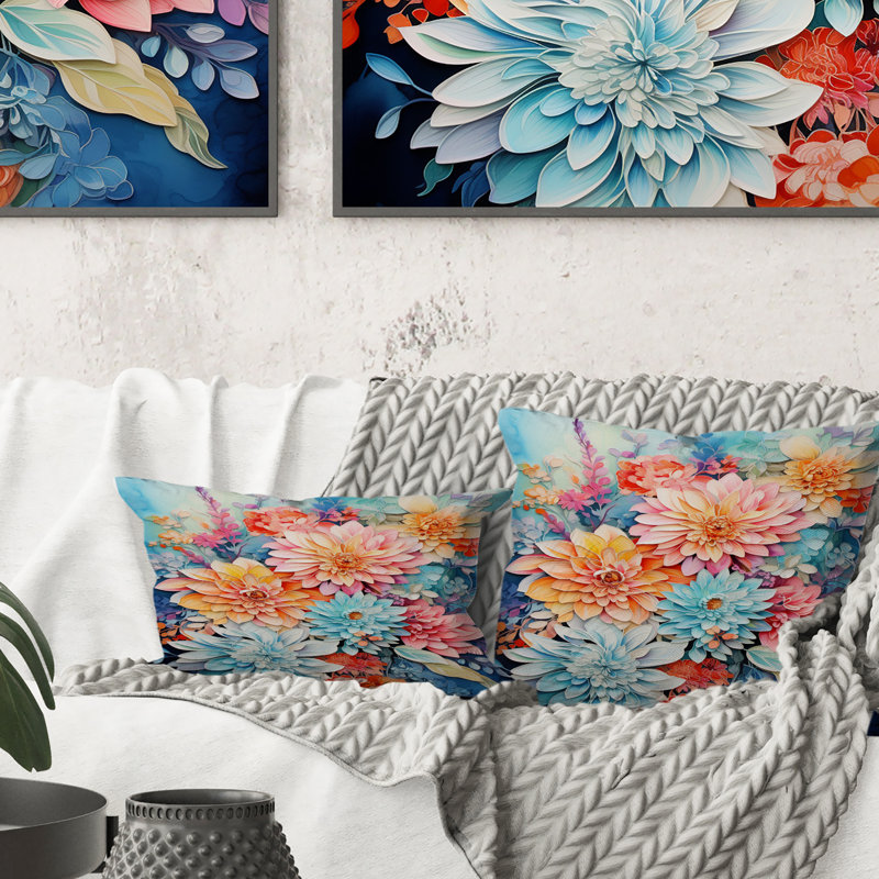 Coral Blue Abstract Still Lifes - Coussin décoratif Abstract Still Lifes