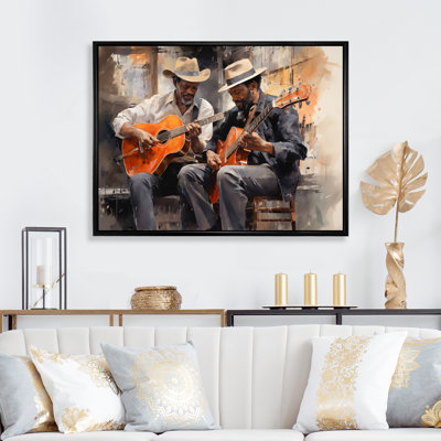 Orange Black Music Harmonious Duo I - Music Wall Art