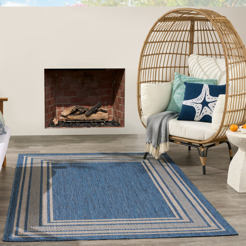 Horizon Indoor/Outdoor Modern Rug, Rectangle 5' x 7', Blue
