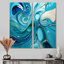 Blue Fluid Grind II - art mural moderne 2 panneaux