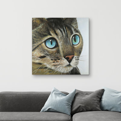 Curious cat portrait - 32"x32" art on canvas