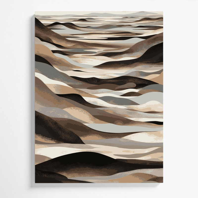 Abstrait paysage 81, art mural sur toile grise, H 14 po x l 11 po