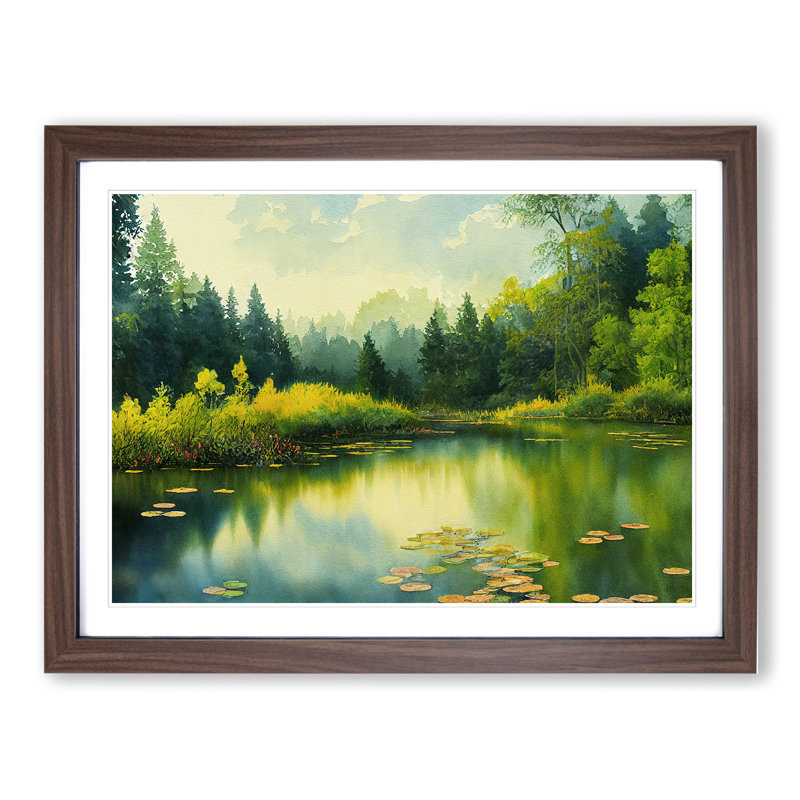 Watercolour Pond Vol.3 - Framed Print, 25cm H x 34cm W, Brown