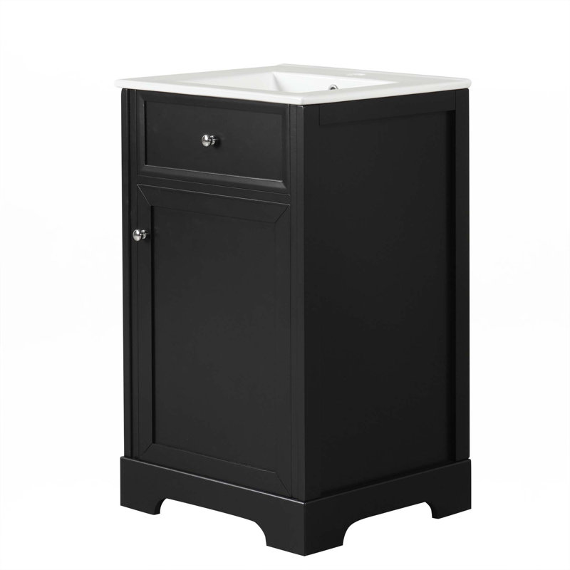 Meuble-lavabo de 20 po avec lavabo, Noir