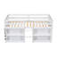 Twin Size Kid Low Loft Bed With Two-Tier Shelves And LED Light For White Colour