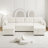 Modern U-Shaped Sleeper Sofa with Storage & USB Ports - Beige Teddy Fabric-1049262015