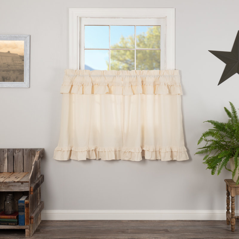 Urbano Cotton Cafe Curtain, Natural Cream, 72" W x 36" L
