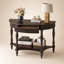 Console 45 po avec tiroirs cannelés et demi-lune, table d'entrée courbée avec pieds romains sculptés-768403907