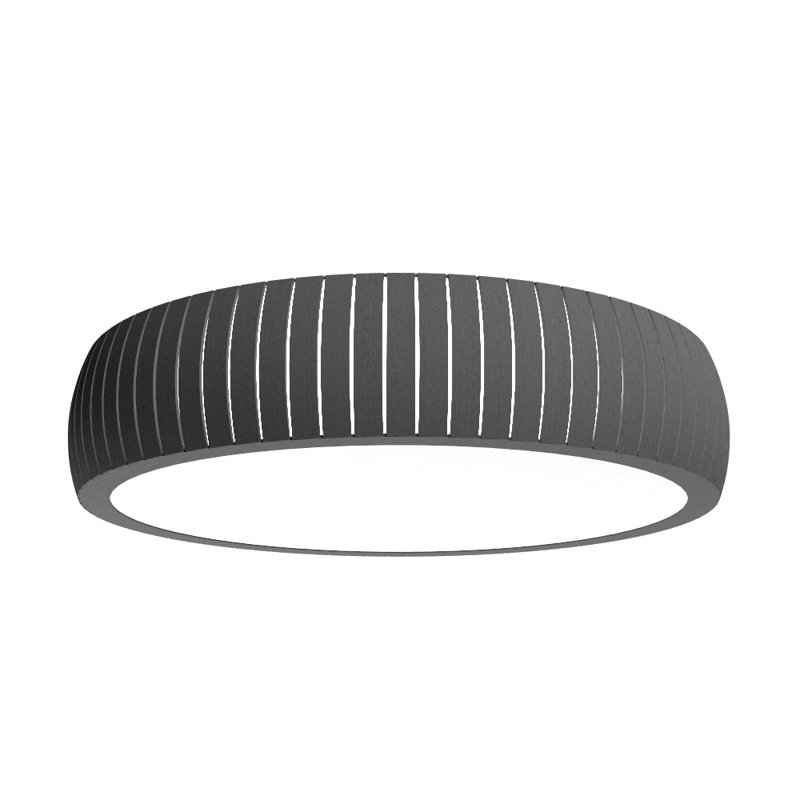 Plafonnier encastré 1 lumière DEL Barrel, H 5,94 po x l 27,81 po x P 27,81 po, Gris organique