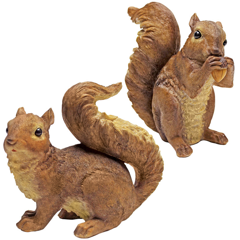 2 Piece Woodland Squirrel Scamper & Chomper Statue Set