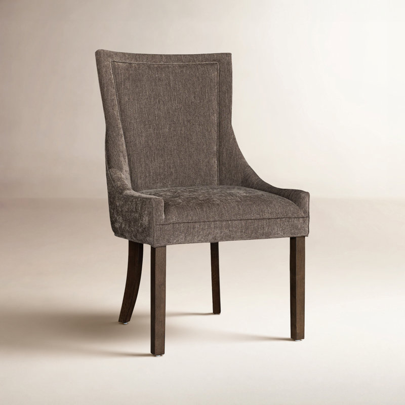 Ultra Brown Upholstered Dining Chairs with High-Back Design and Solid Wood Legs, Brown Chenille
