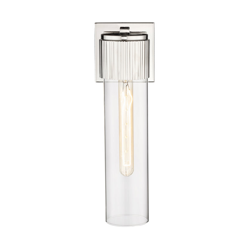 Applique murale 1 lumière 12 "Bolivar, Transparent, H 15 po x l 5,1 po x P 4 po, Nickel poli
