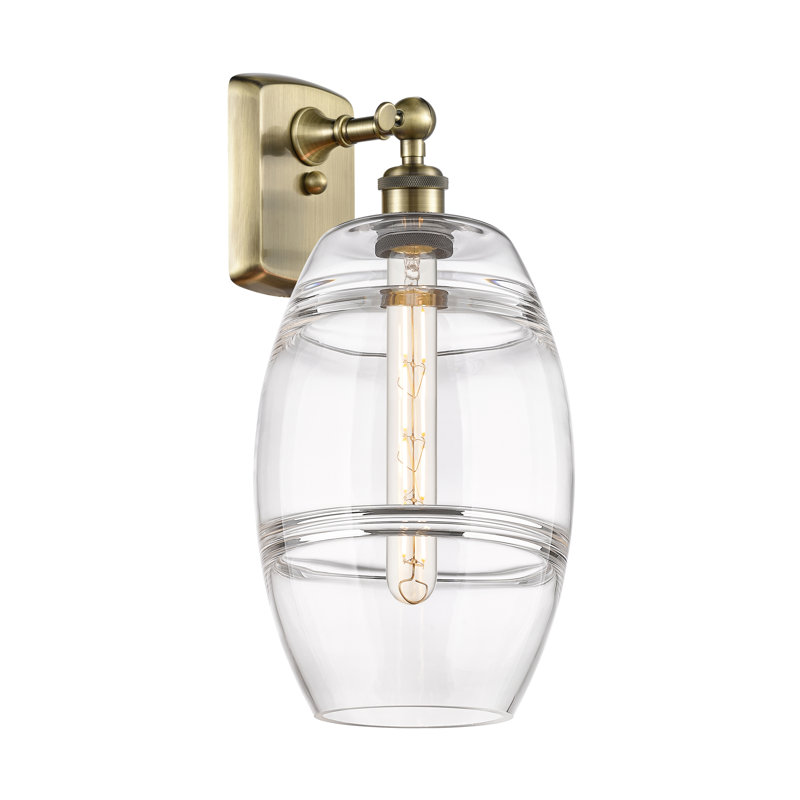 Bettylou Steel Armed Sconce, Clear, 10.88" H x 8" W x 8.13" D, Antique Brass