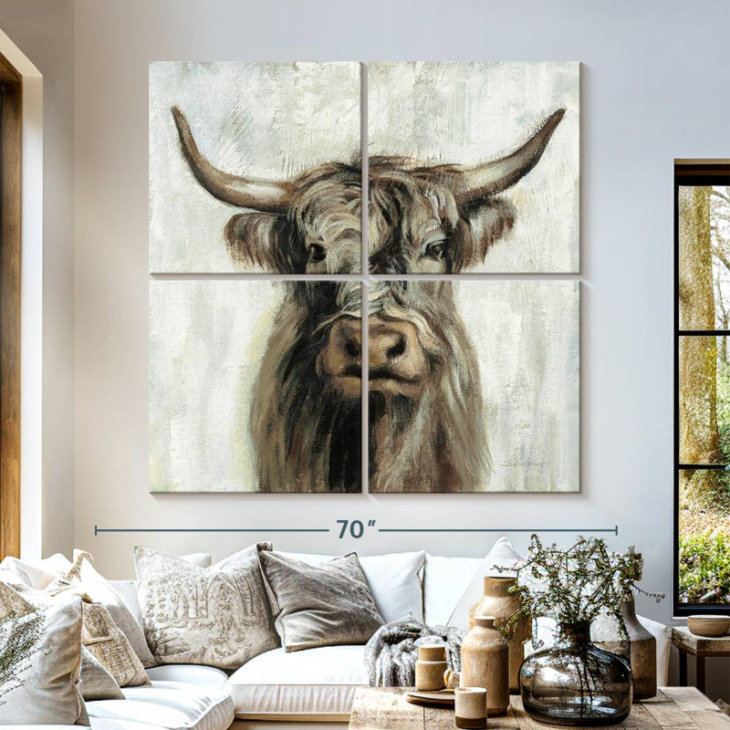 Brun vache Brampt Highland, H 57 po x l 57 po