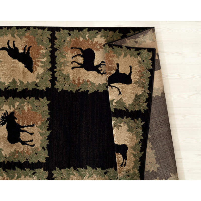 Tapis noir / vert Pippen, Rectangle 5 pi 3 po x 7 pi 2 po