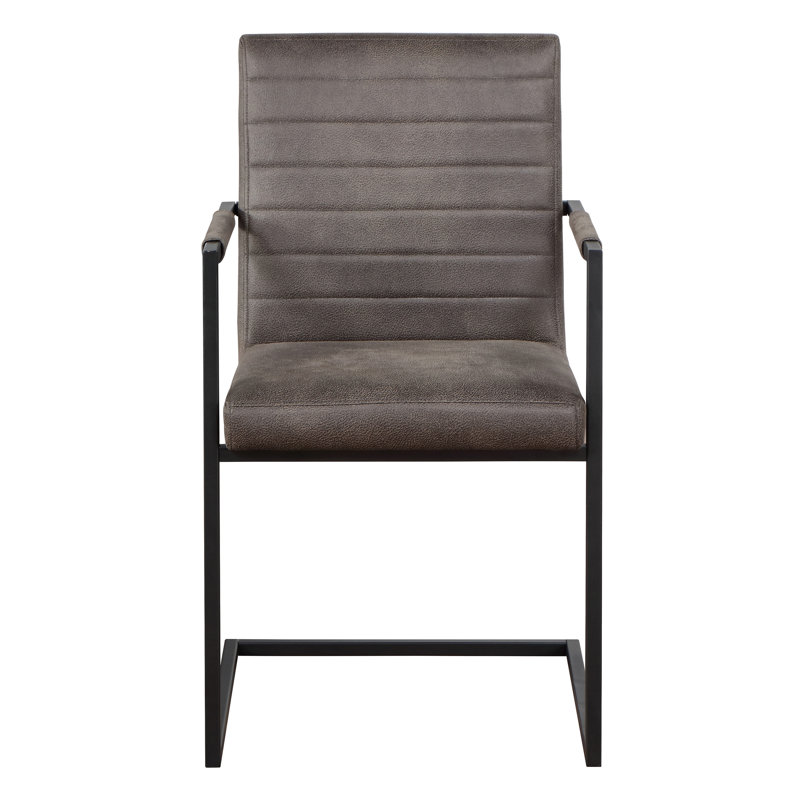 Berkine Upholstered Armchair with Ribbed Back, Dark Brown