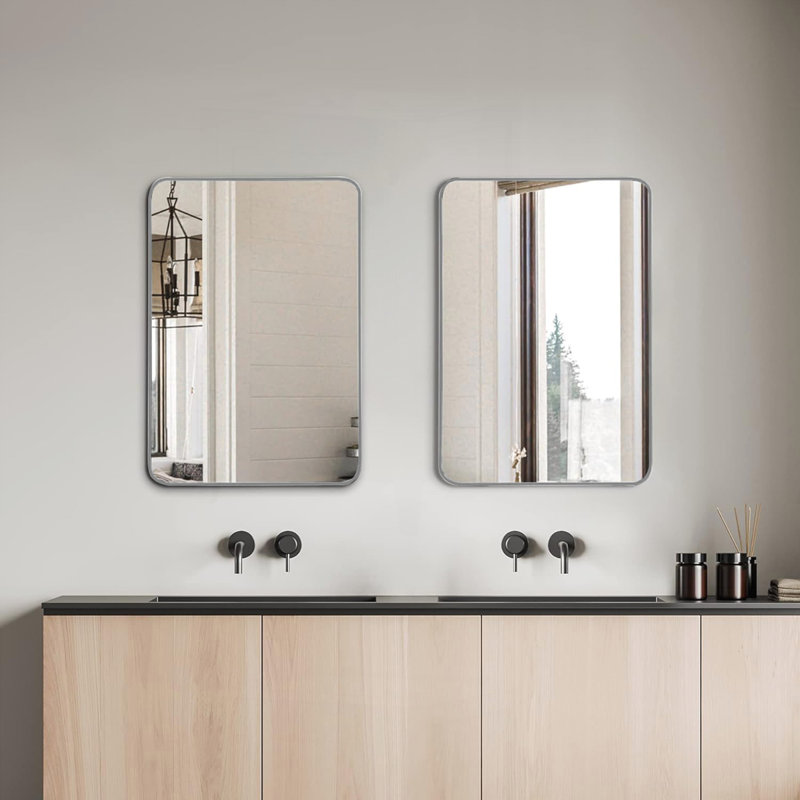 Miroir de salle de bain rectangulaire 24 x 32 pouces, Argent argent, 32 po x 24 po