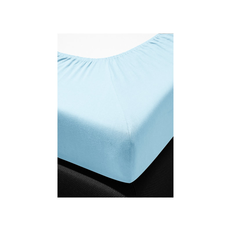 Jupiter 100% Cotton Jersey Knit Fitted Sheet, Light Blue, 100-120 x 200-220cm