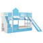 Lit superposé simple au-dessus d'un lit simple de style château avec glissière et escalier de rangement, lit superposé avec 2 tiroirs et 3 tablettes-1860131775