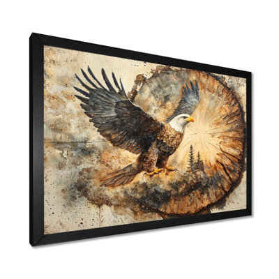 Giyana aigle dans une forêt, échos de la liberté II - grand art mural aigle