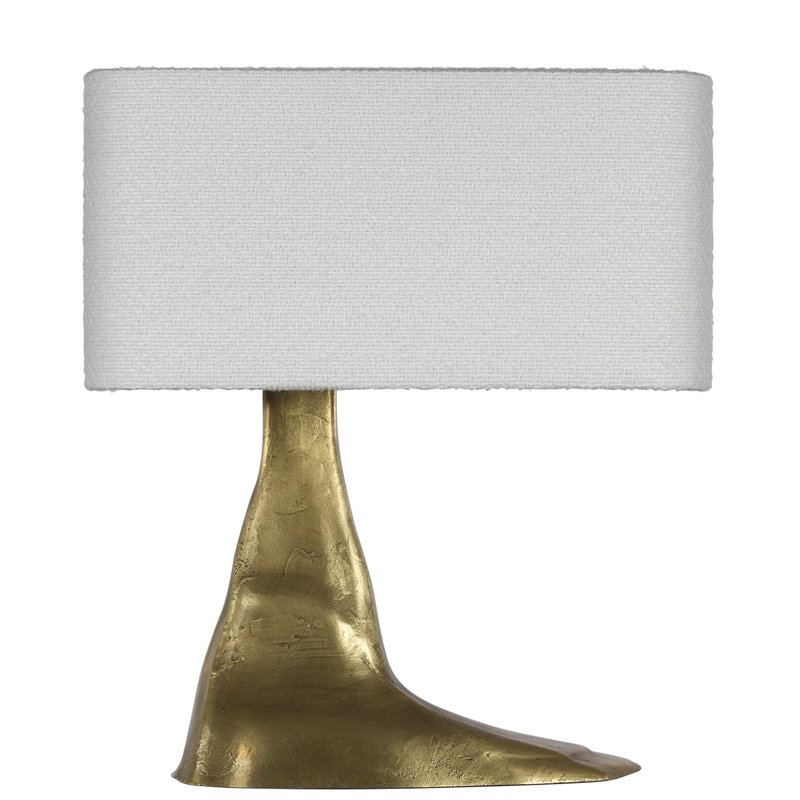 Anne-Marie Barton Terra-Forma 23" Left Table Lamp in Museum Pewter with Boucle Shade, Gold, Brass