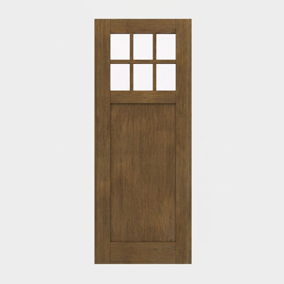 96" Slab Mahogany Exterior Door, SDL 6 Lite, 1 Panel, Unfinished