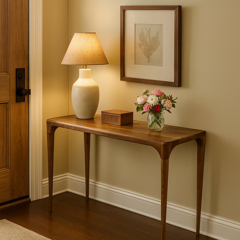Walnut Console Table - Wooden Entryway Table