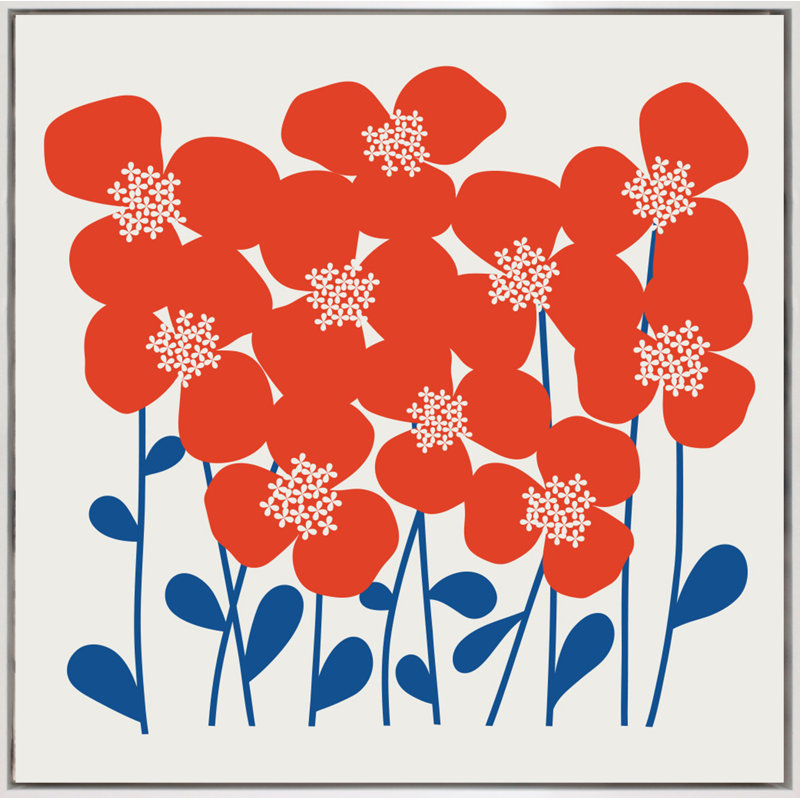Poppy Swirl Print, Gray Framed, 50" H x 50" W