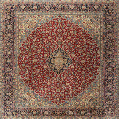 Tapis rouge/bleu traditionnel Arata