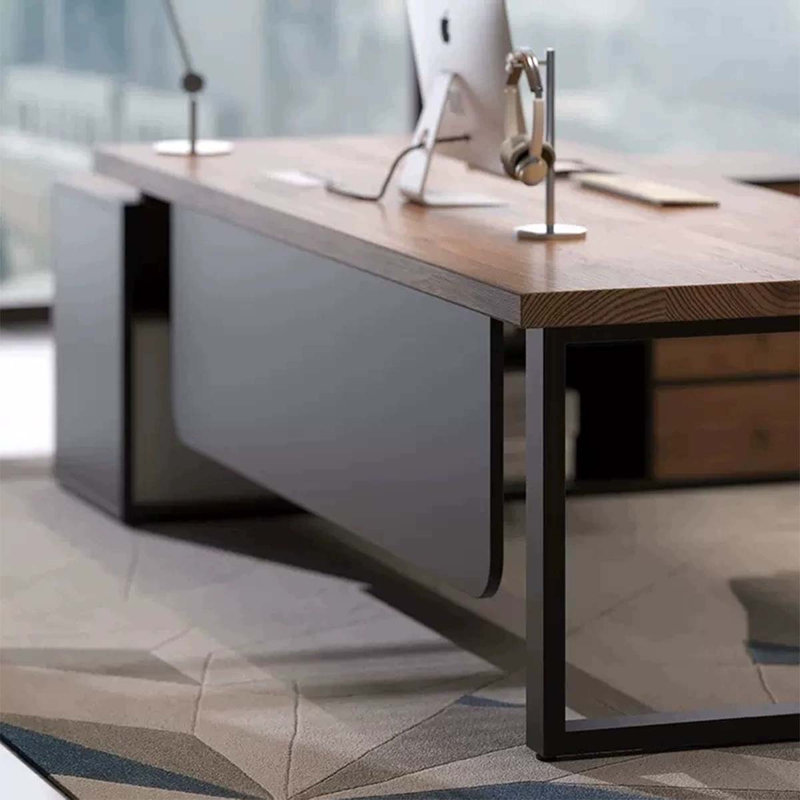 Bureau d'ordinateur en bois massif de style industriel, H 29,5 po x l 70,87 po x P 27,56 po