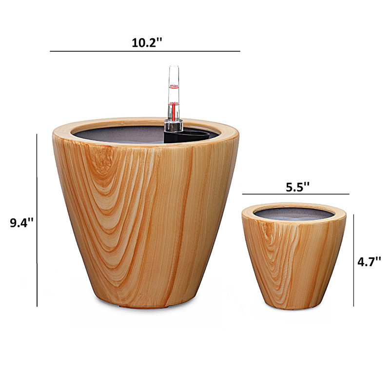 2-Pack watering Planter Pot, Light Brown