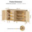 Buffet Seyla 55 po avec pieds en bois massif, 4 tablettes réglables et 4 portes cintrées et cannelées, beige-571009473-571009475