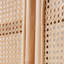 3 Panels Brown Solid Wood+Rattan Folding Room Divider